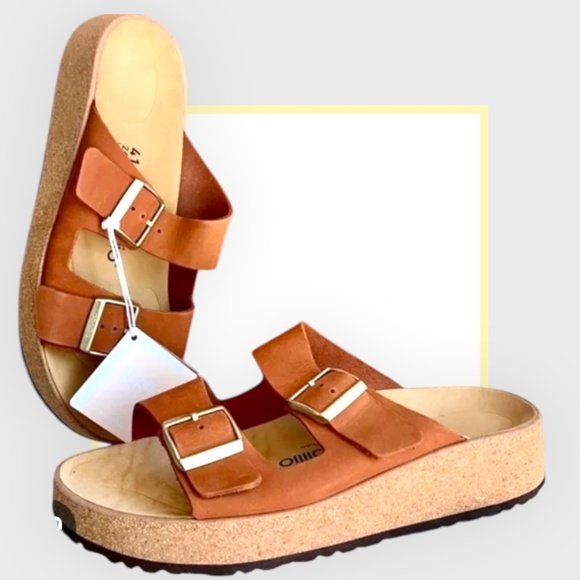 Birkenstock Tan Wedge Sandals - Picture 1 of 7